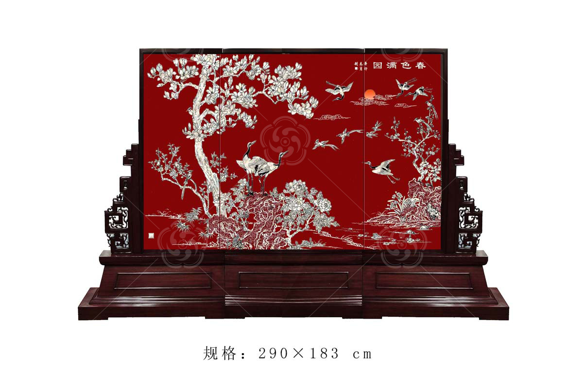 平磨螺鈿《春色滿園》地屏